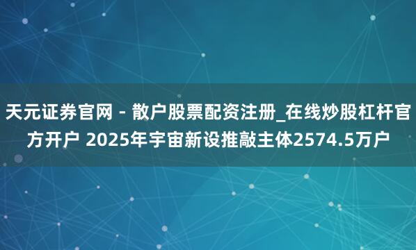 天元证券官网 - 散户股票配资注册_在线炒股杠杆官方开户 2025年宇宙新设推敲主体2574.5万户