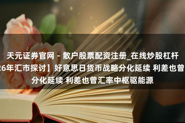 天元证券官网 - 散户股票配资注册_在线炒股杠杆官方开户 【2026年汇市探讨】好意思日货币战略分化延续 利差也曾汇率中枢驱能源