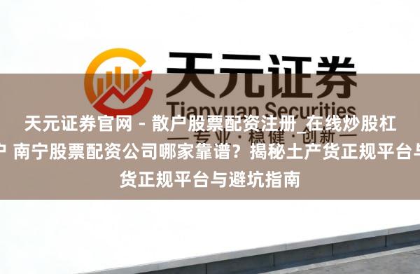 天元证券官网 - 散户股票配资注册_在线炒股杠杆官方开户 南宁股票配资公司哪家靠谱？揭秘土产货正规平台与避坑指南