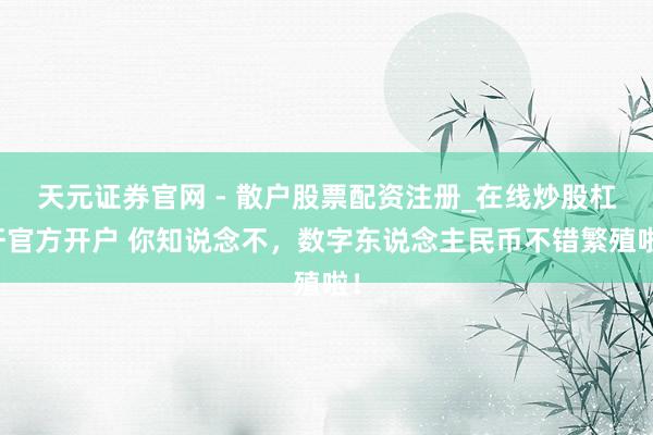 天元证券官网 - 散户股票配资注册_在线炒股杠杆官方开户 你知说念不，数字东说念主民币不错繁殖啦！