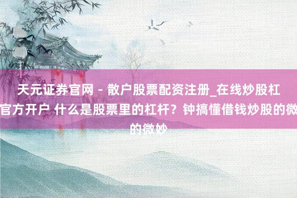 天元证券官网 - 散户股票配资注册_在线炒股杠杆官方开户 什么是股票里的杠杆？钟搞懂借钱炒股的微妙