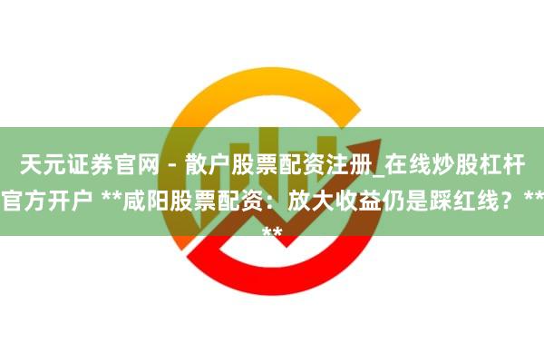 天元证券官网 - 散户股票配资注册_在线炒股杠杆官方开户 **咸阳股票配资：放大收益仍是踩红线？**
